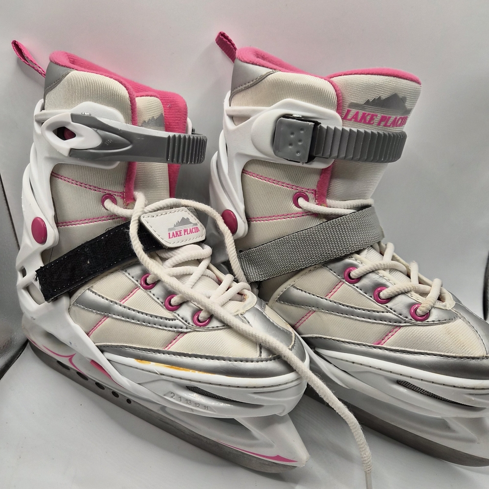 Lake Placid Kids Pink & Gray Adjustable Winter Ice Skates